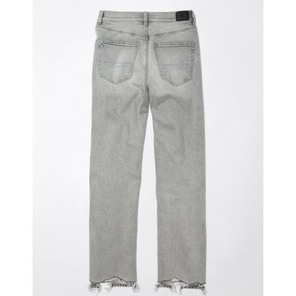 American eagle glacier grey jeans with raw hem and embellished bottoms - Picture 2 of 13